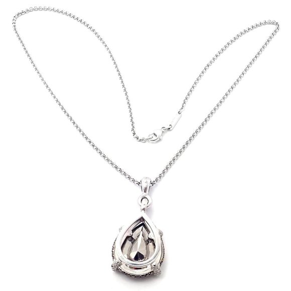 Authentic! Chopard Golden Diamonds 18k White Gold Diamond Chrome Stone Necklace - Picture 11 of 12